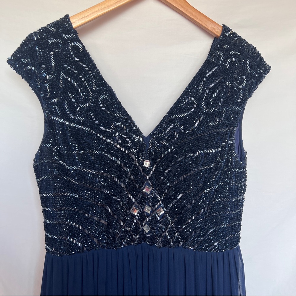 Aidan Mattox Beaded Navy Gown